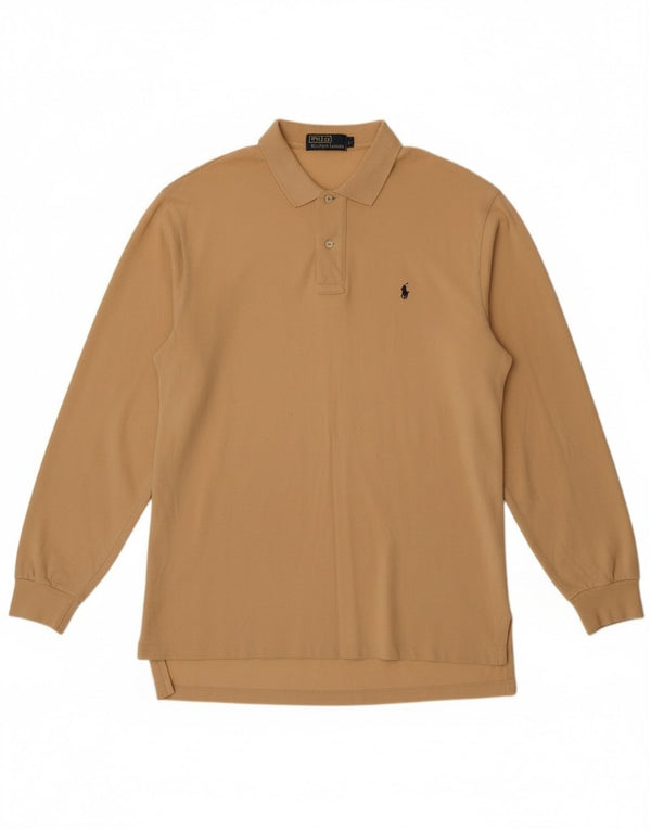 Męska koszulka polo z długim rękawem Polo Ralph Lauren, duża, żółta bawełna