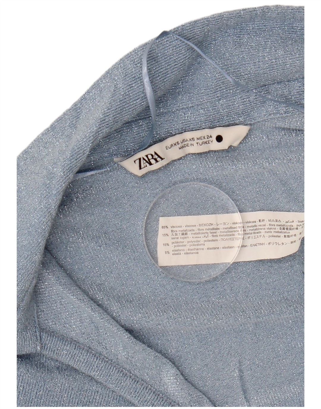 Damska bluzka z długim rękawem ZARA UK 6 XS niebieska wiskoza