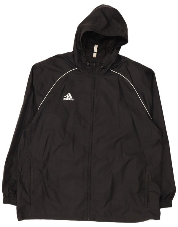 Męska kurtka przeciwdeszczowa Adidas z kapturem UK 44 2XL Czarny nylon