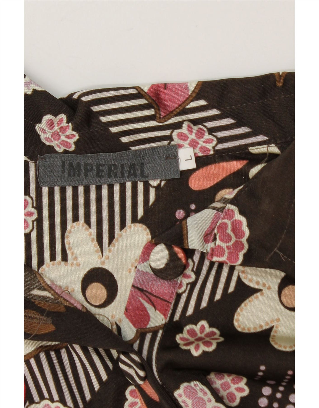 IMPERIAL Womens 3/4 Sleeve Basic Dress UK 14 Large Brown Floral Vintage Imperial and Second-Hand Imperial from Messina Hembry 