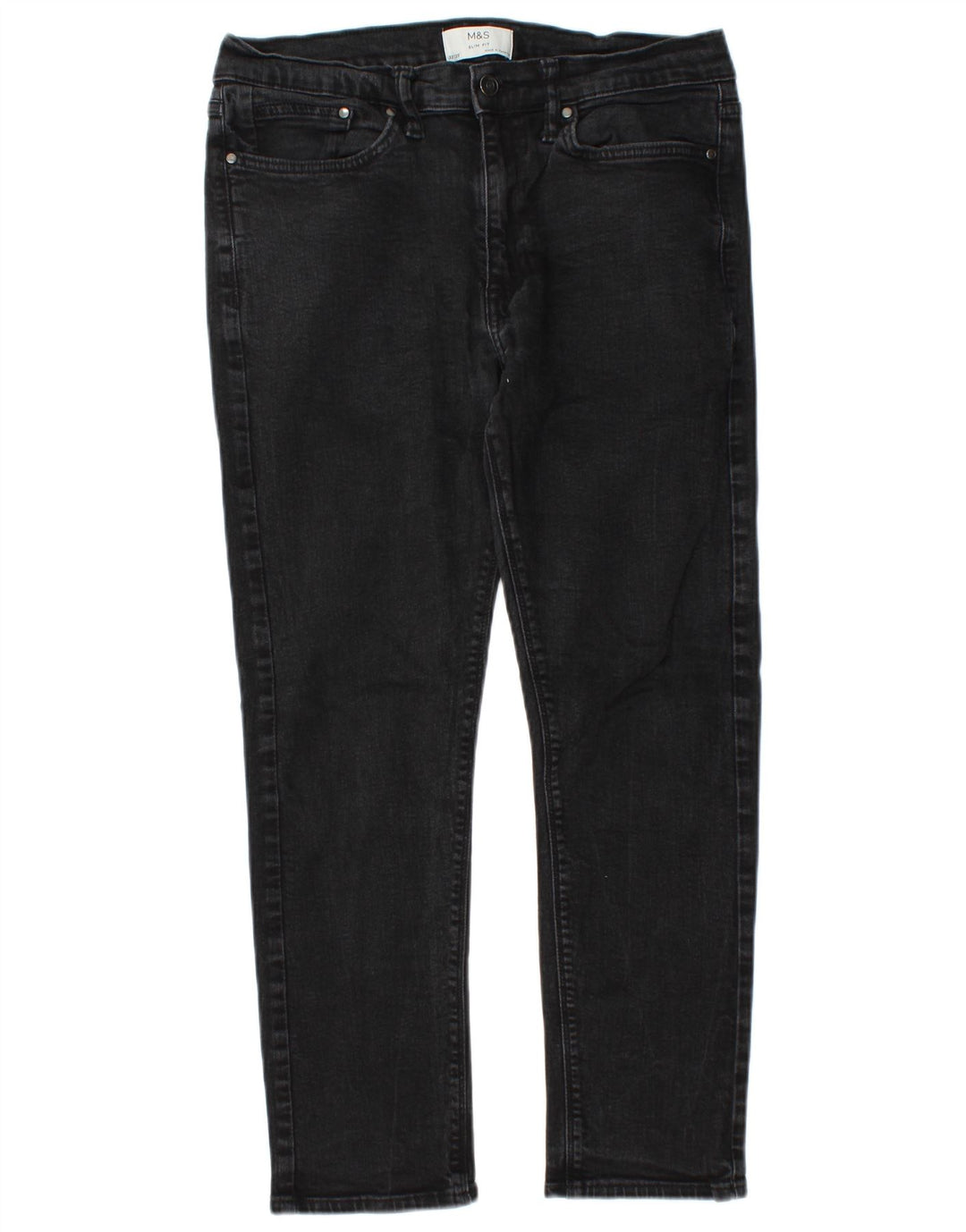Marks & Spencer Męskie jeansy slim W32 L26 Czarne bawełniane
