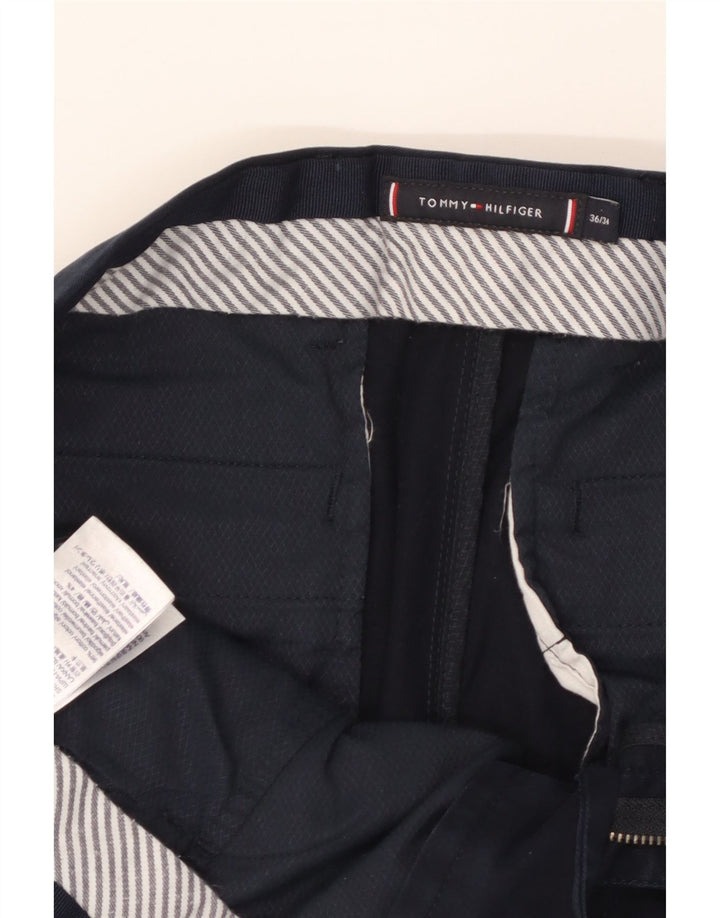 Męskie spodnie typu slim chino TOMMY HILFIGER W36 L34 granatowo-bawełniane