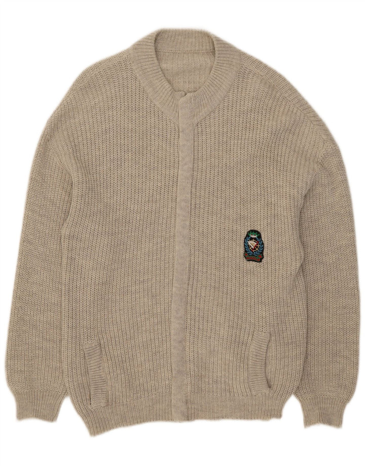 Sweter męski w stylu vintage, średnioszary, akrylowy