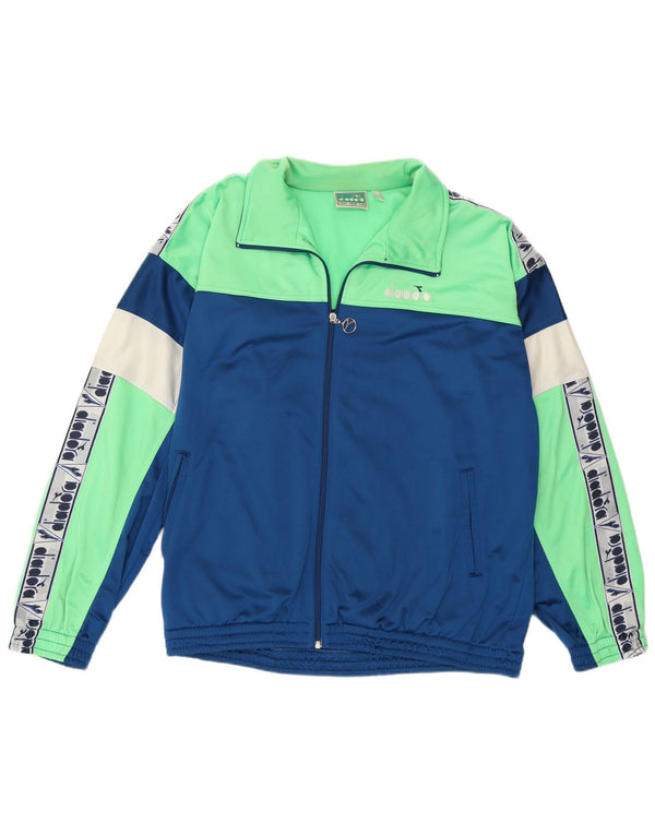 Diadora Męski pełny dres z grafiką UK 40, średni niebieski, poliester z blokami kolorów