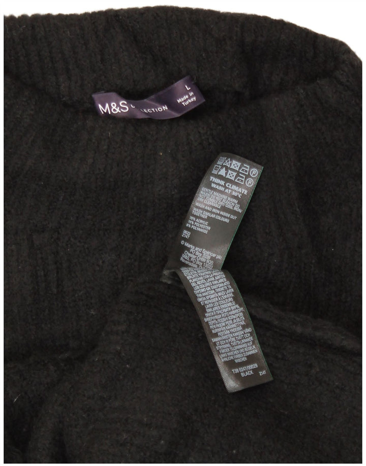 Marks & Spencer Damski sweter z golfem UK 14, duży, czarny akryl