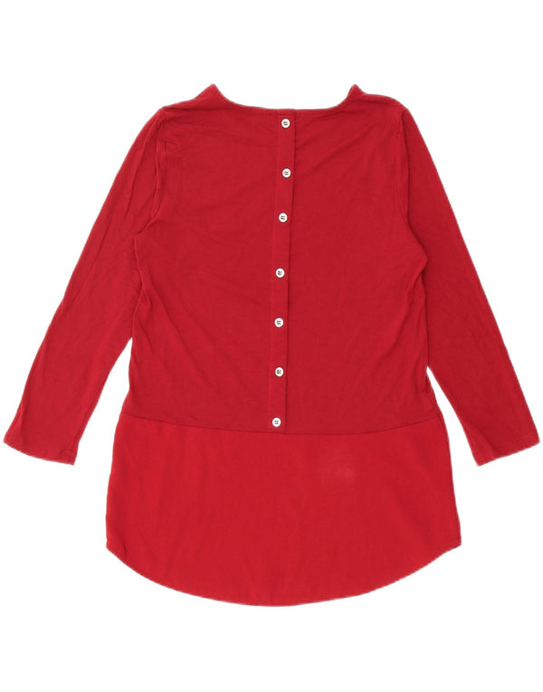 WAREHOUSE Damska bluzka z rękawem 3/4, UK 8 Small, bordowa wiskoza