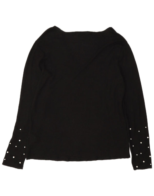 Damski sweter Zara z dekoltem w kształcie litery V, UK 18 XL, czarna wiskoza w cętki