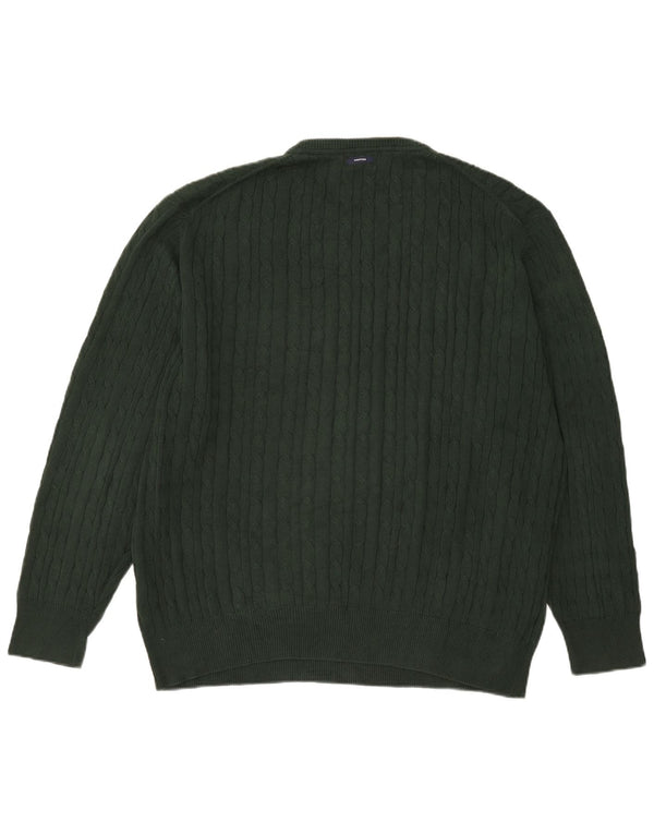 Męski sweter z okrągłym dekoltem Nautica XL, zielona bawełna