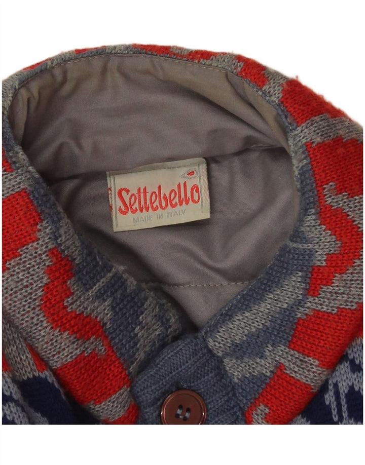 Sweter męski Settebello, duży, niebieski, geometryczny, wełniany