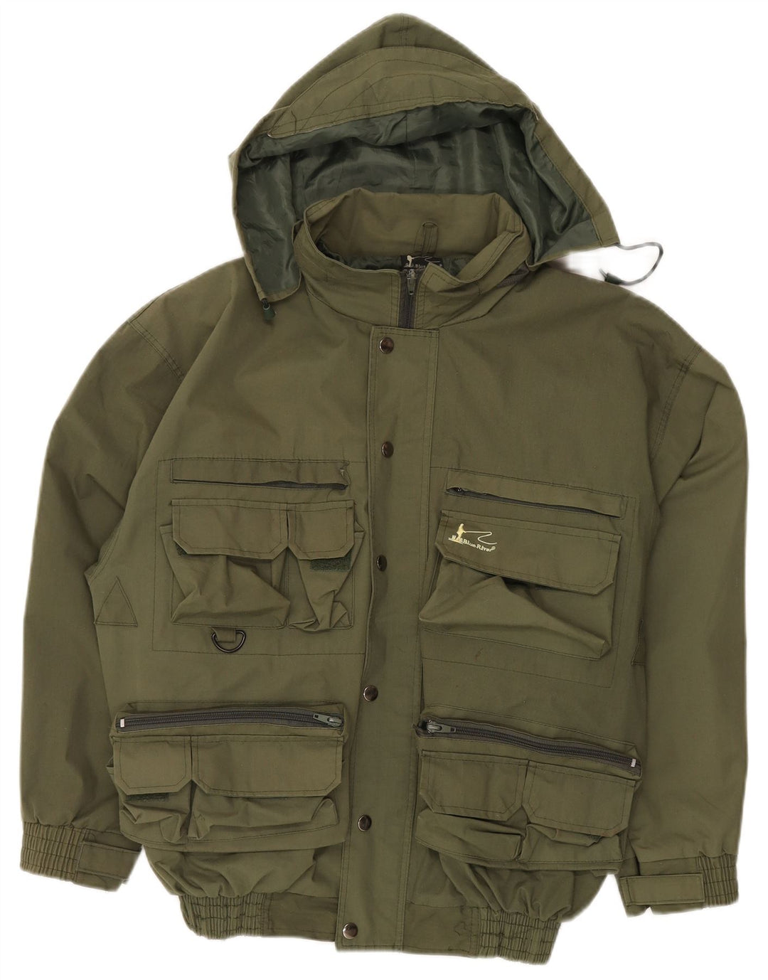 Męska kurtka użytkowa z kapturem VINTAGE UK 38, średni khaki, poliester