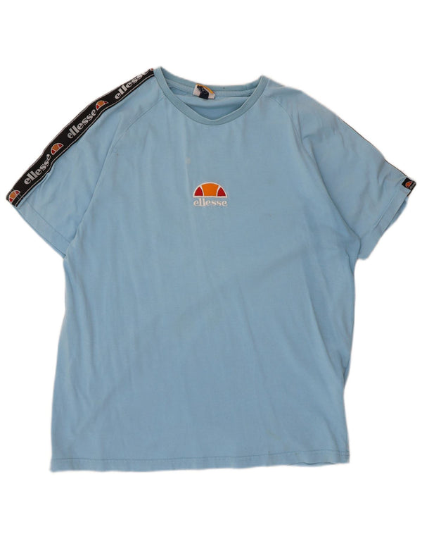 Męski T-shirt z grafiką Ellesse, duży, niebieski, bawełniany blok kolorów