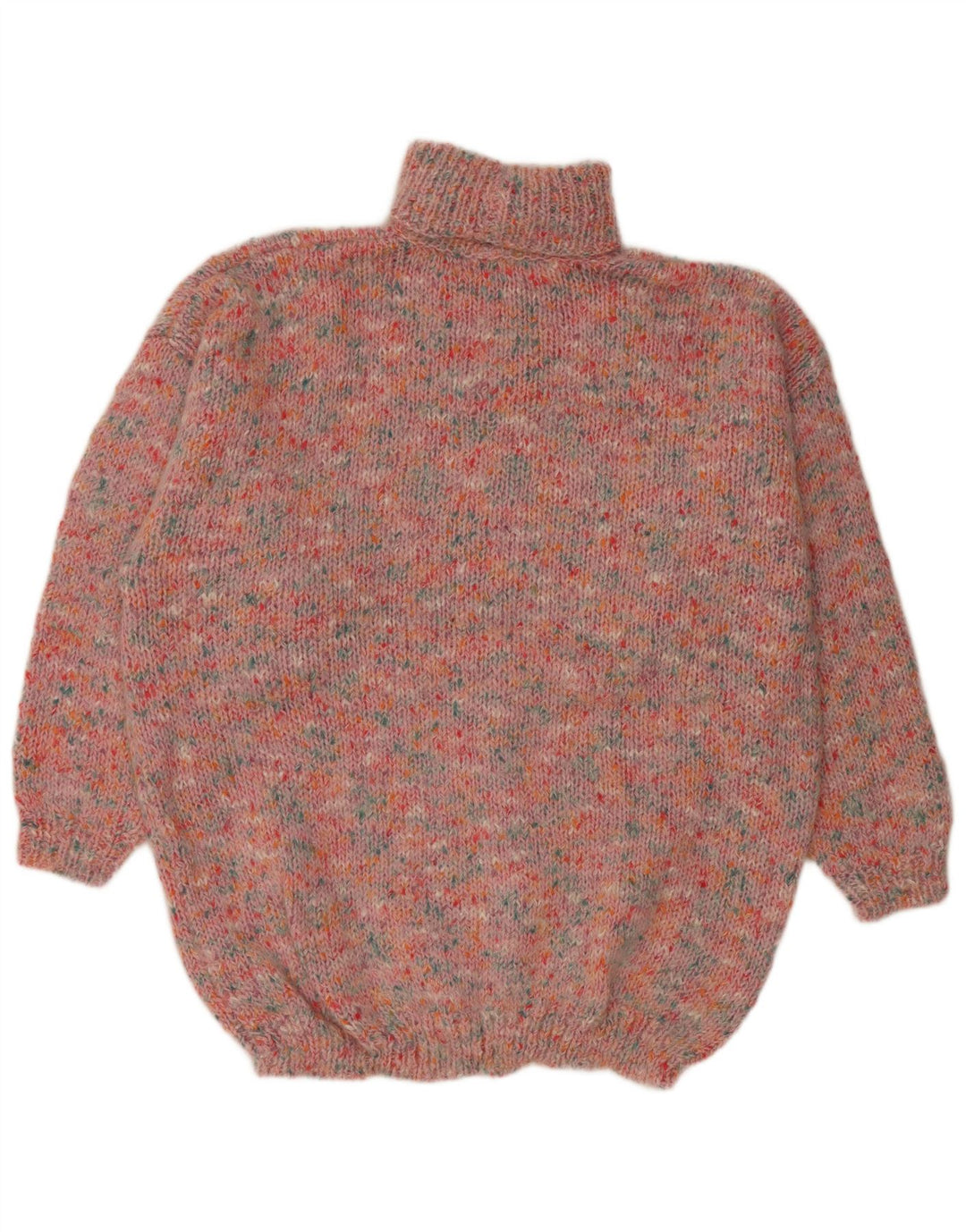 VINTAGE Damski sweter oversize z golfem UK 20 2XL Różowy nakrapiany