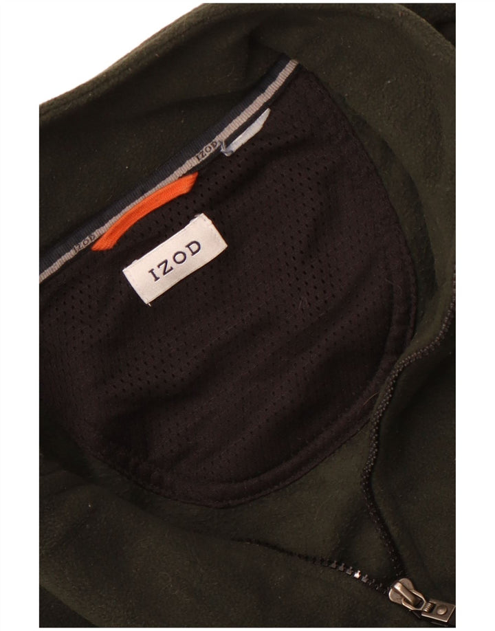 IZOD Męski sweter polarowy z zamkiem błyskawicznym, dużym blokiem kolorów khaki