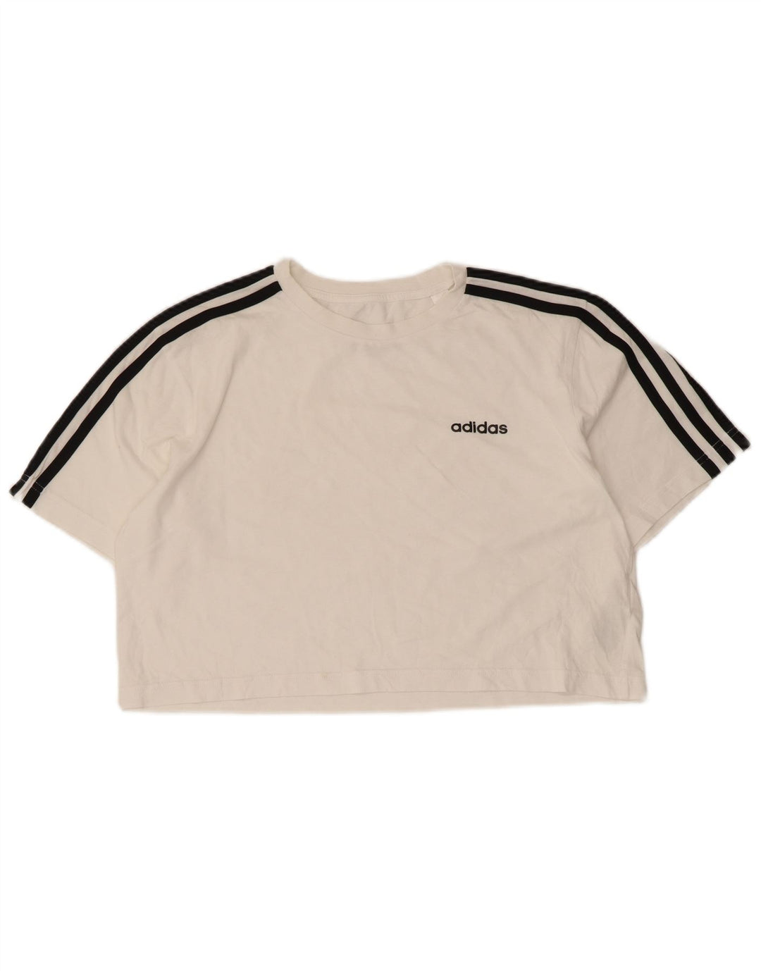 Damska koszulka oversize ADIDAS Crop Top UK 4/6 XS, biała bawełna