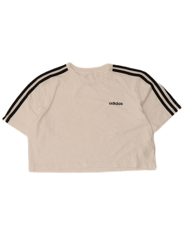 Damska koszulka oversize ADIDAS Crop Top UK 4/6 XS, biała bawełna
