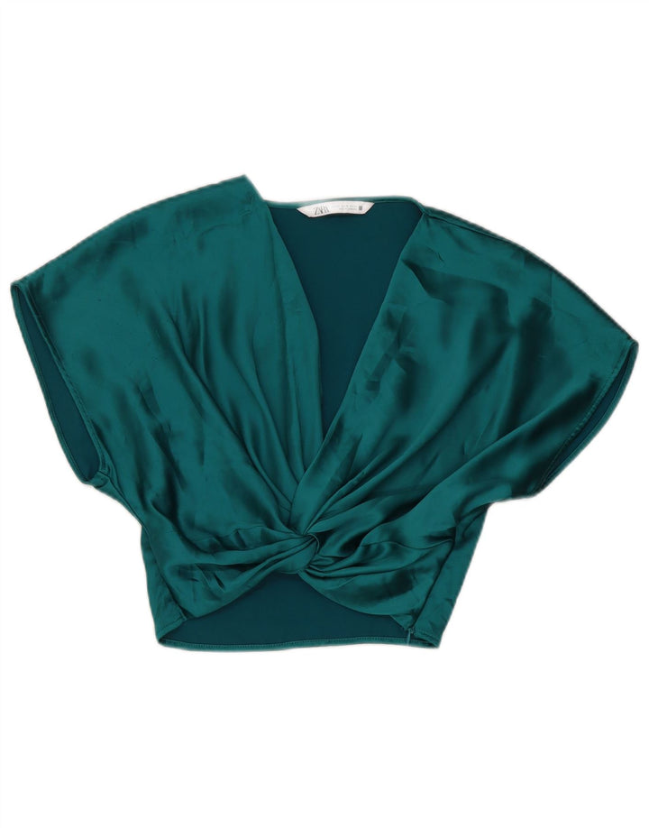 Damska bluzka Zara Crop Top UK 6 XS Zielony poliester