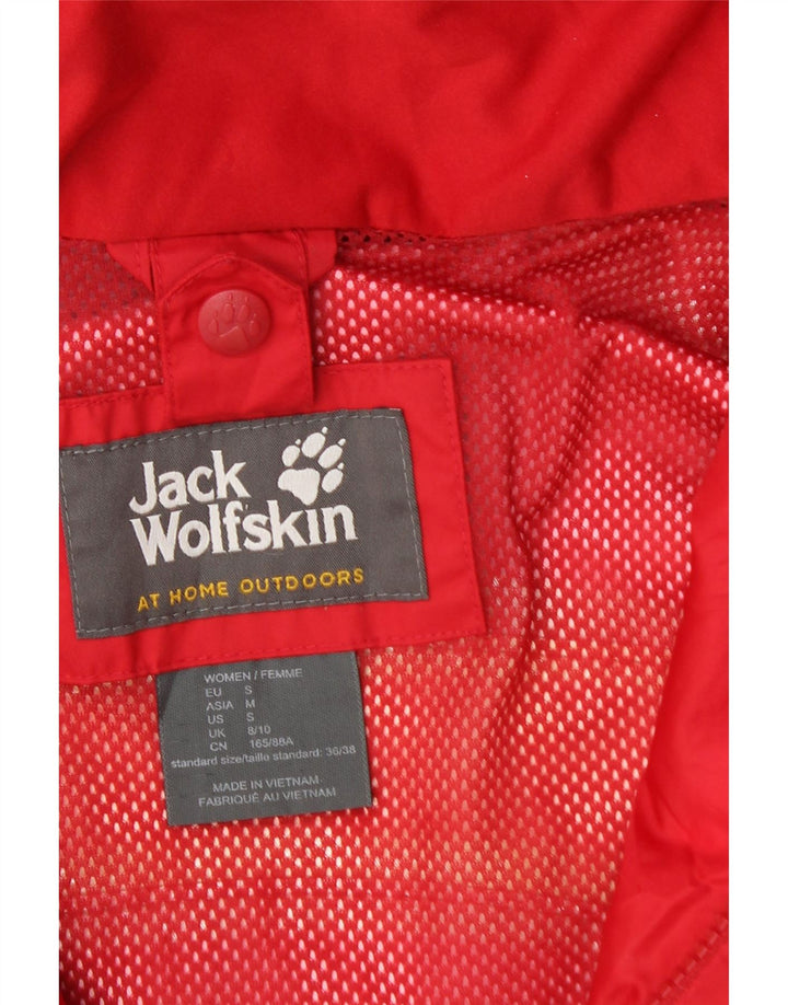 Damska kurtka przeciwdeszczowa z kapturem JACK WOLFSKIN UK 8/10, mała, czerwona poliamid