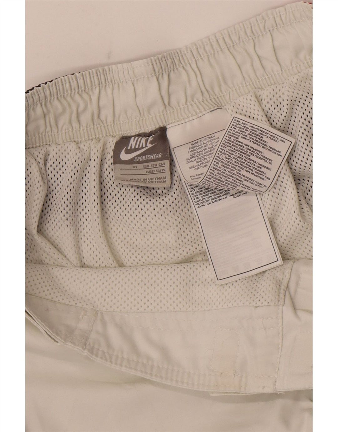 Chłopięce spodenki kąpielowe Nike 13-14 lat XL, biały poliester z blokami kolorów