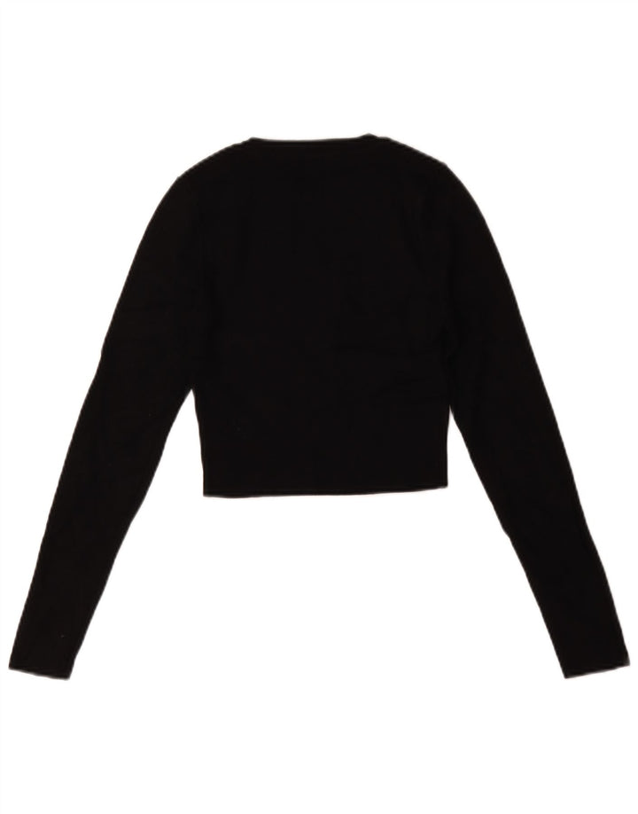 Damski krótki top oversize Zara z długim rękawem UK 10 Small, czarna wiskoza