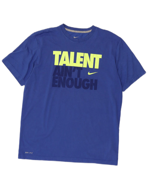 Męski T-shirt z grafiką Nike Dri Fit, duży, niebieski, bawełniany