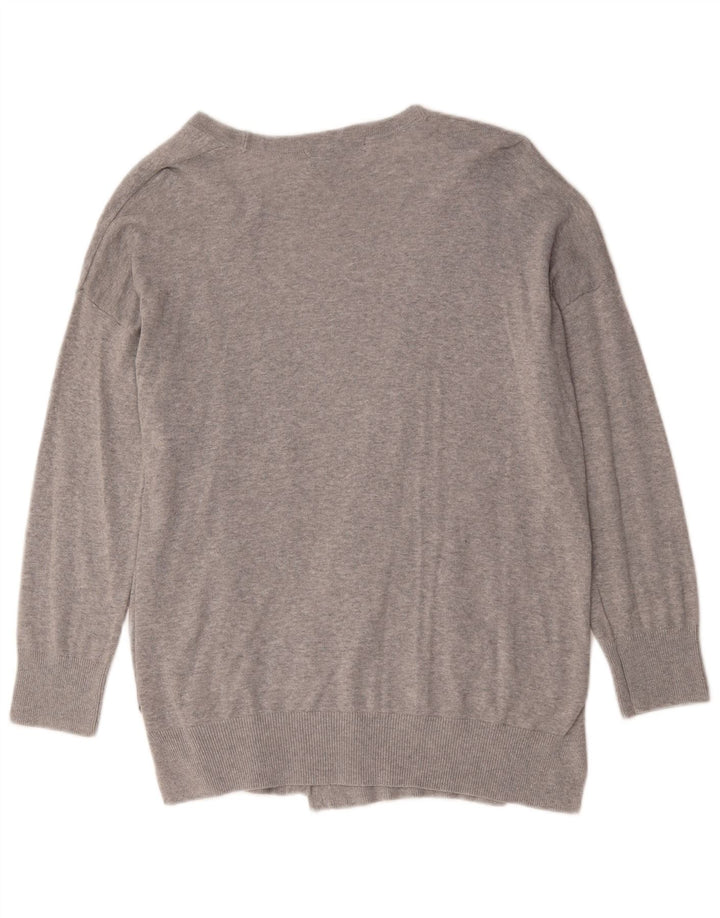 Marks & Spencer Damski sweter rozpinany UK 14, średnioszary, bawełniany