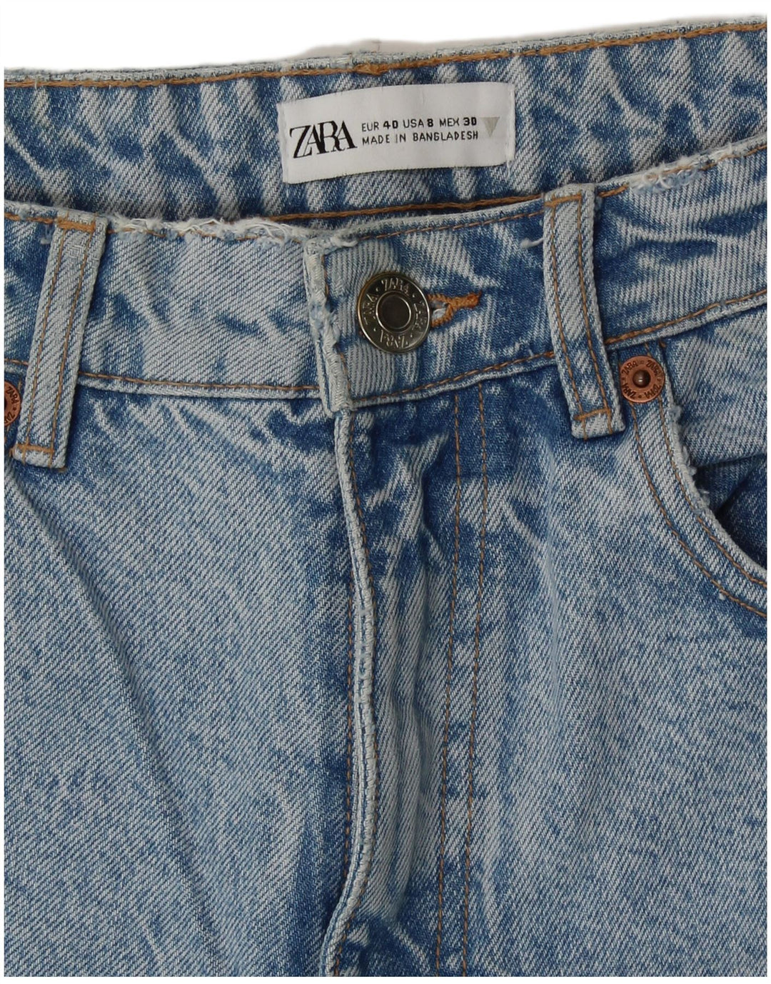 Damskie jeansy z wysokim stanem Zara EU 40 Medium W30 L27 Niebieskie bawełniane