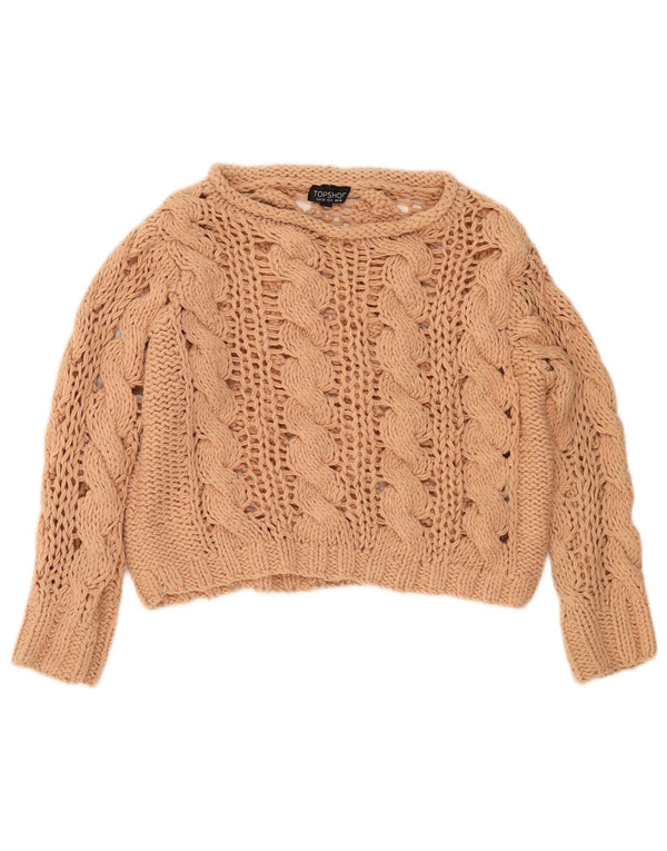 Topshop Damski sweter oversize z dekoltem w łódkę, UK 10, mały, beżowy