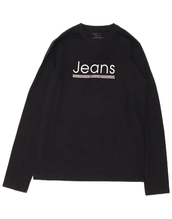Męskie jeansy Calvin Klein z grafiką, długimi rękawami, duże, czarne, bawełniane