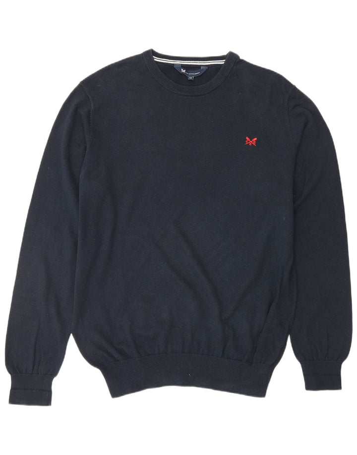 CREW CLOTHING Męski sweter z okrągłym dekoltem, średni granatowy, bawełniany