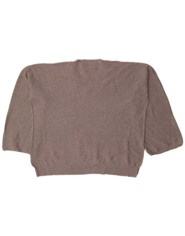 Marks & Spencer Damski sweter z dekoltem w kształcie litery V, UK 22 3XL, szary, bawełniany w plamki