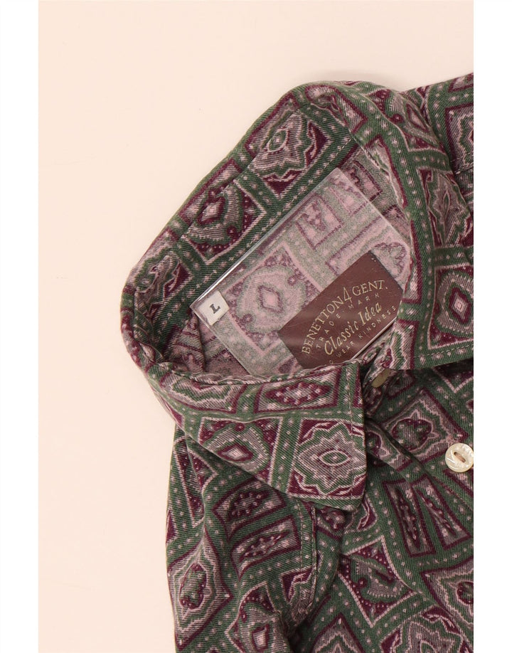 Koszula męska Benetton, duża, wielokolorowa, geometryczna