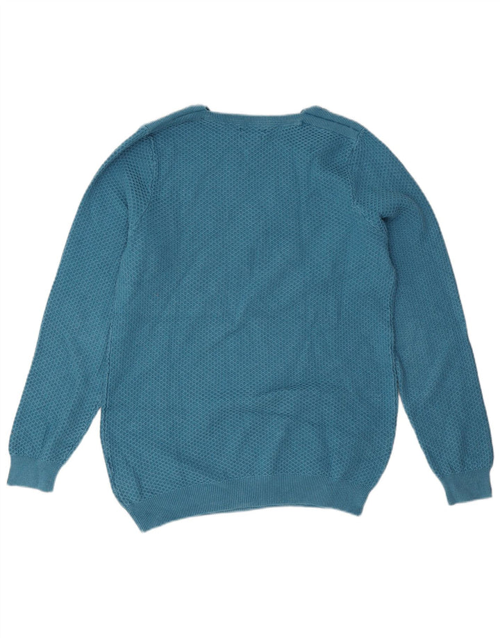 MASSIMO DUTTI Męski sweter z okrągłym dekoltem, duży, niebieski, bawełniany