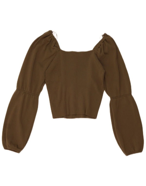 Damski top z długim rękawem i odkrytymi ramionami Zara UK 12, średni nylon khaki