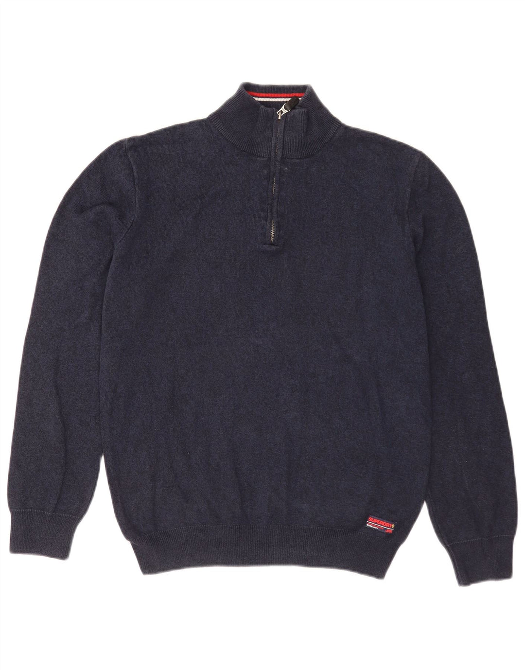 Męski sweter z zamkiem błyskawicznym Superdry, średni granatowy, bawełniany