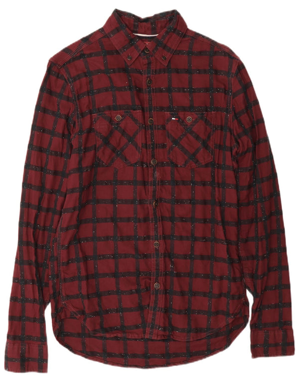 Męska koszula flanelowa Tommy Hilfiger XS w bordową kratkę
