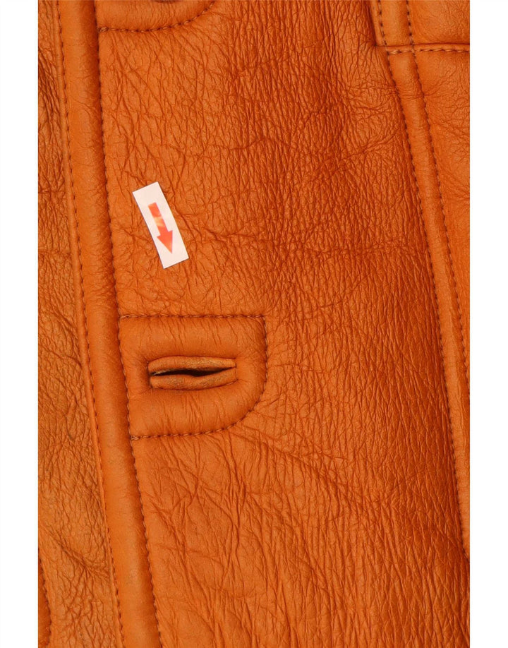 Męska kurtka shearling w stylu vintage UK 38 Średni brąz, skóra