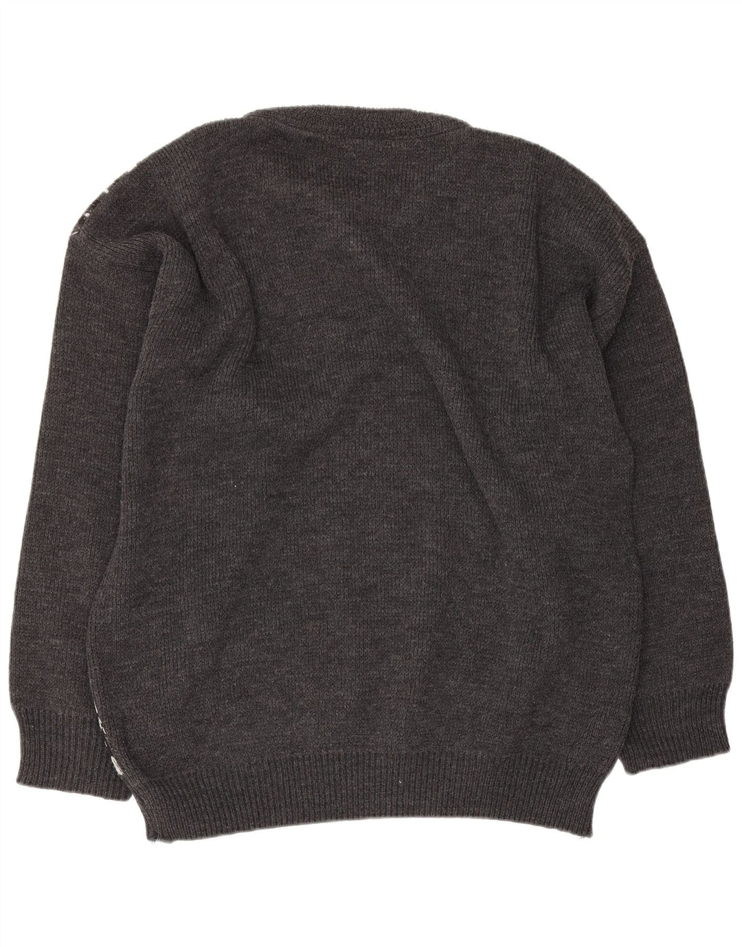 Męski sweter w stylu vintage z graficznym dekoltem w łódkę, duży, szary
