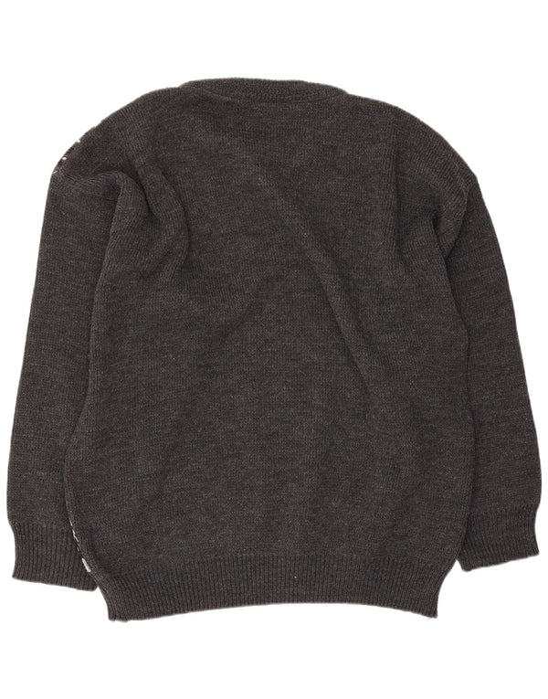 Męski sweter w stylu vintage z graficznym dekoltem w łódkę, duży, szary