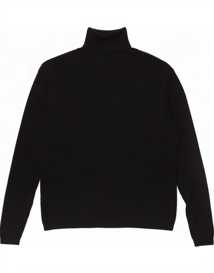 Marks & Spencer Damski sweter z golfem UK 12, średni czarny wiskoza