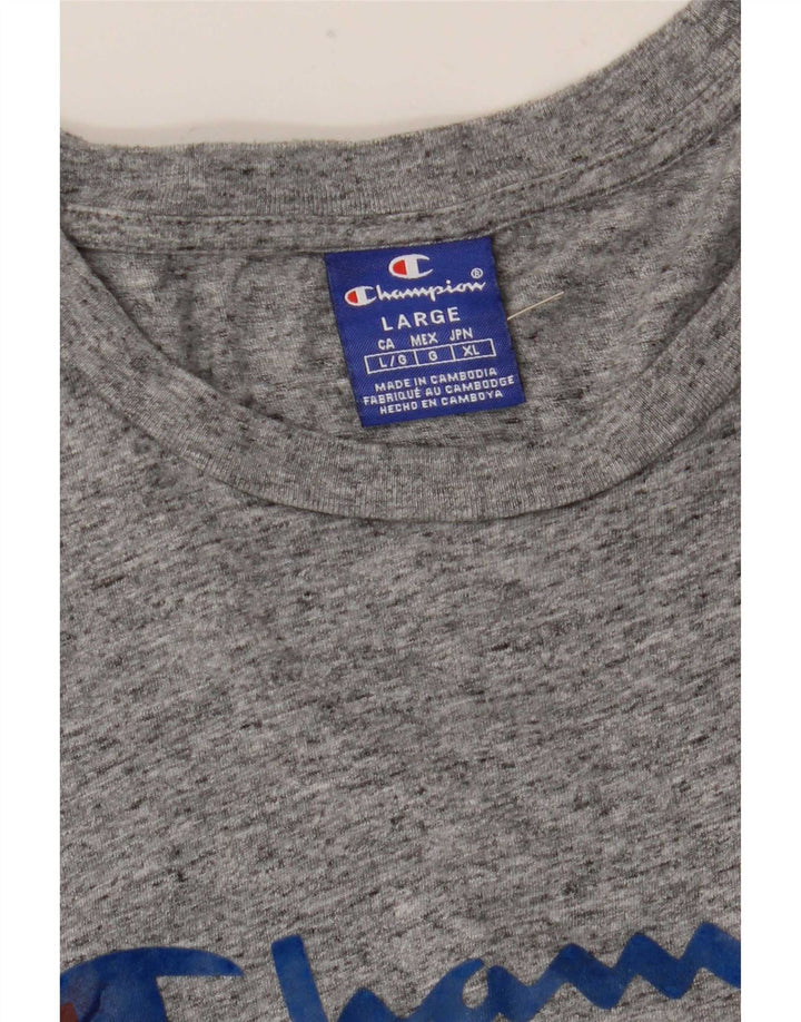Męski T-shirt Champion z grafiką, duży, szary, nakrapiany