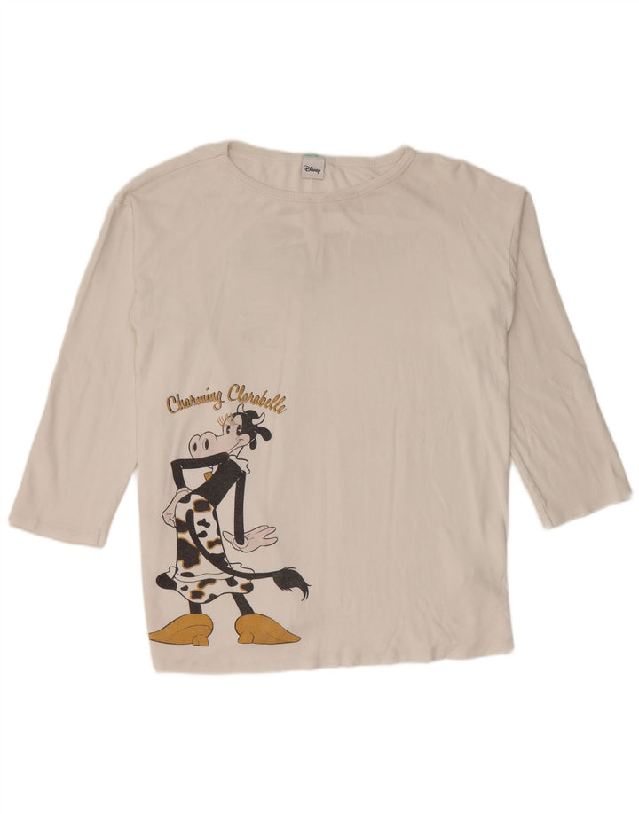 Damski top Benetton Disney Oversized Graphic z długim rękawem, UK 12, średni biały