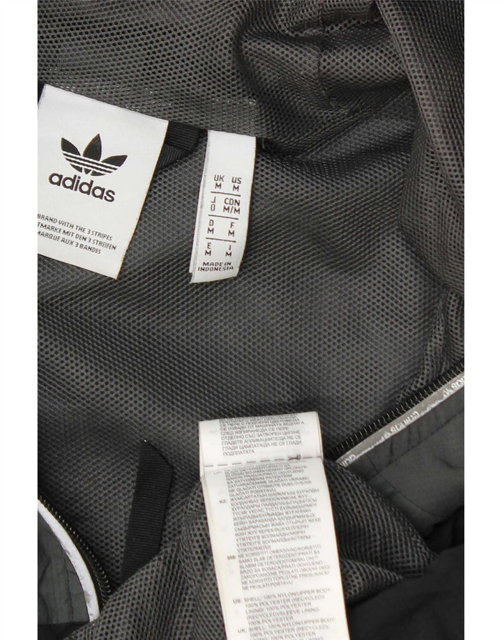 Męska kurtka przeciwdeszczowa Adidas z kapturem UK 38 Średni szary nylon z blokami kolorów
