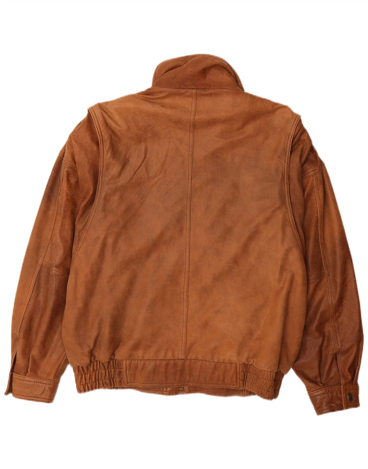 CARLO COMBERTI Męska kurtka skórzana IT 48 Skóra w kolorze średniego brązu