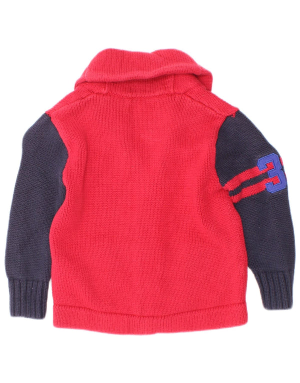 Ralph Lauren Chłopięcy sweter kardigan 18-24 miesięcy Czerwony, bawełniany, z blokami kolorów