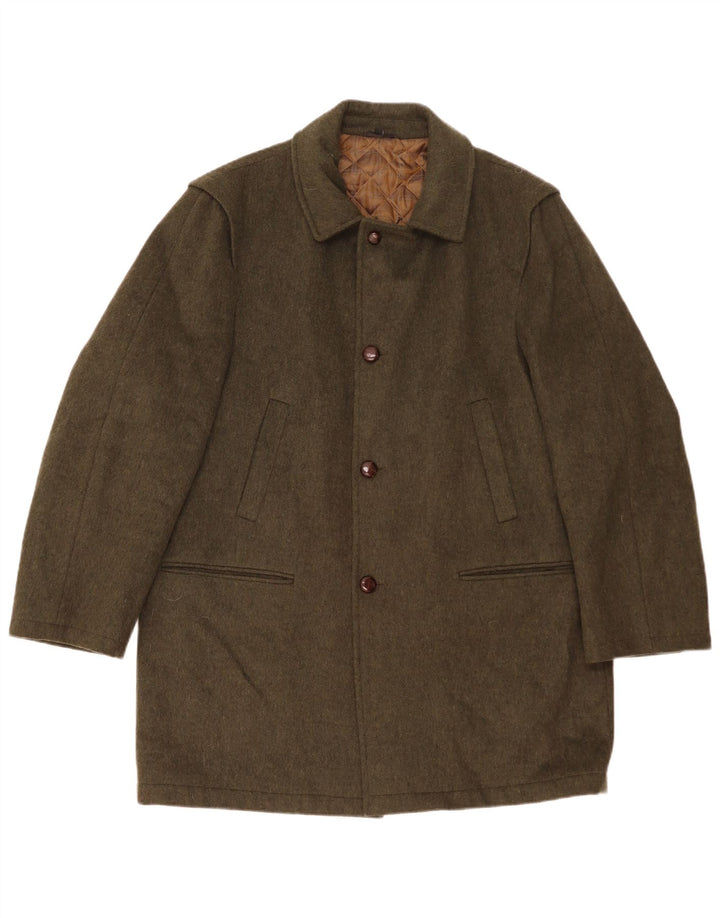 Płaszcz męski w stylu vintage UK 42 XL, wełna khaki