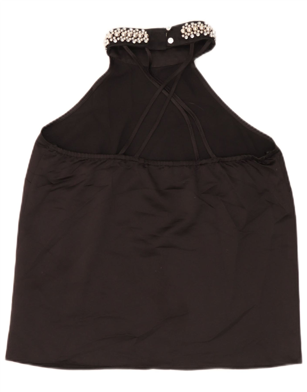 Damski top Lipsy Crop Halter UK 12, średni czarny poliester