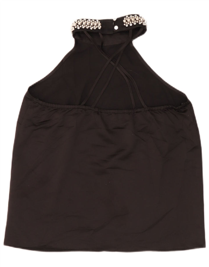 Damski top Lipsy Crop Halter UK 12, średni czarny poliester