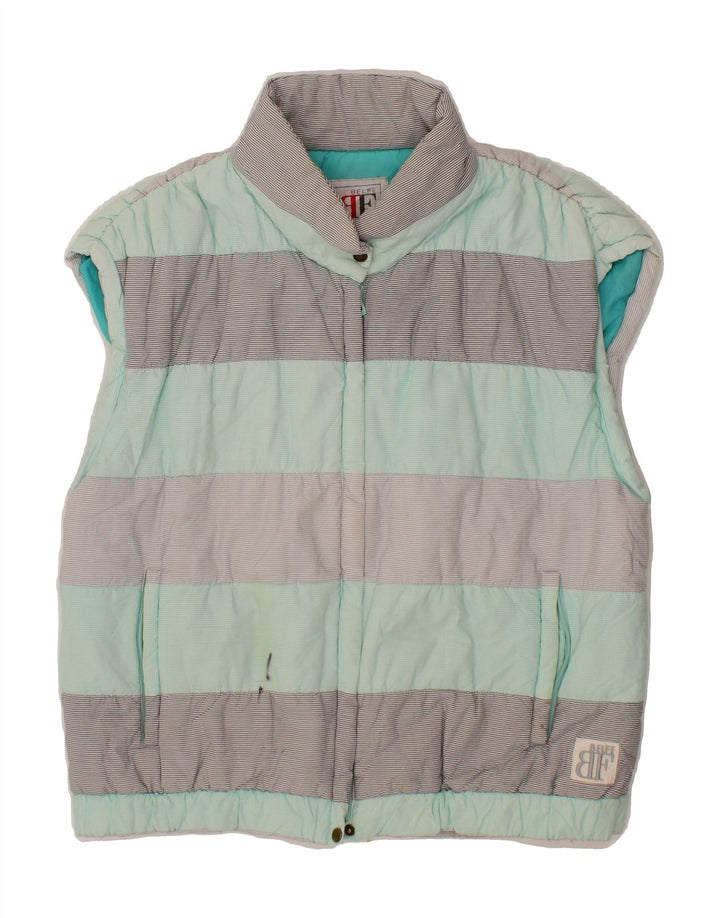 BELFE Womens Padded Gilet IT 42 Medium Grey Striped Vintage Belfe and Second-Hand Belfe from Messina Hembry 