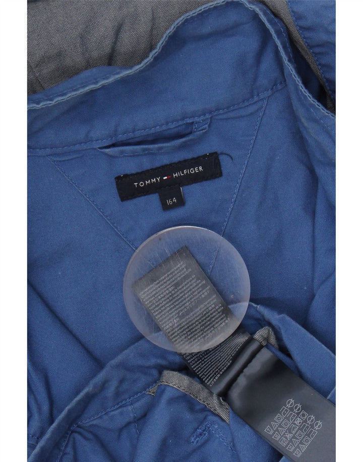 TOMMY HILFIGER Boys Hooded Bomber Jacket 13-14 Years Blue Cotton Vintage Tommy Hilfiger and Second-Hand Tommy Hilfiger from Messina Hembry 