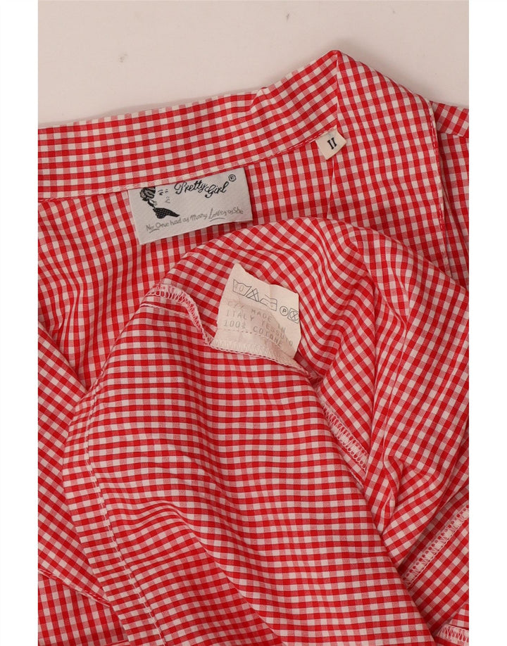 Koszula damska VINTAGE UK 16, duża, czerwona, bawełniana w kratkę